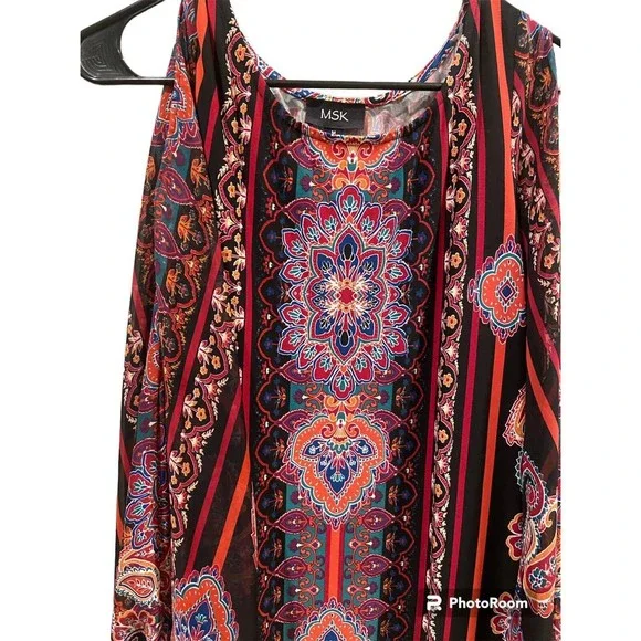 MSK Women’s Floral Dress Cold Shoulder Sleeve Size M - Picture 2 of 7